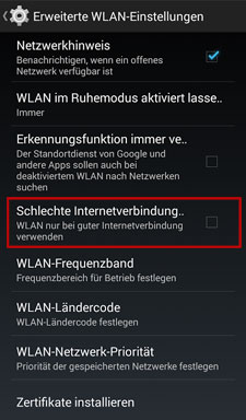 Android-Meldung „Schlechte Internetverbindung“